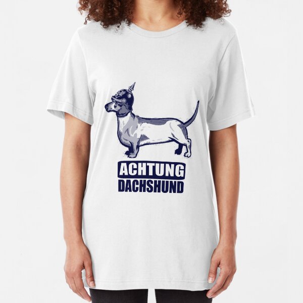 Achtung Dachshund blue Slim Fit T-Shirt