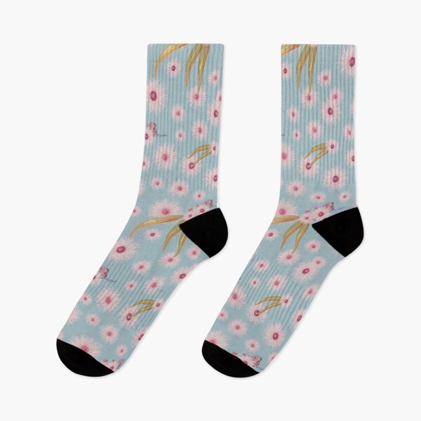 Item preview, Australian Native Flowers Bloom - Retro Faded Blue and Pink designed and sold by Sketchbook Designs.