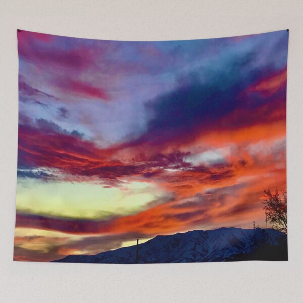 Item preview, sunset over mountains designed and sold by countrypines.