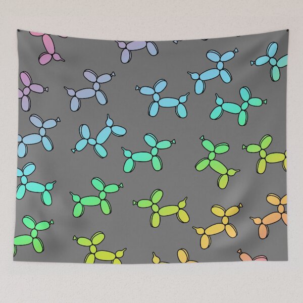 Item preview, Rainbow Balloon Dogs Print! (Grey Background) designed and sold by KelseyLovelle.