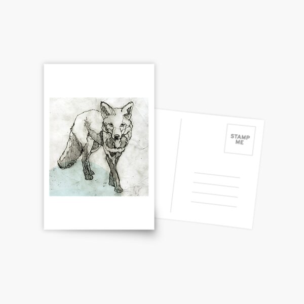 Fuchs Zeichnung Postkarte