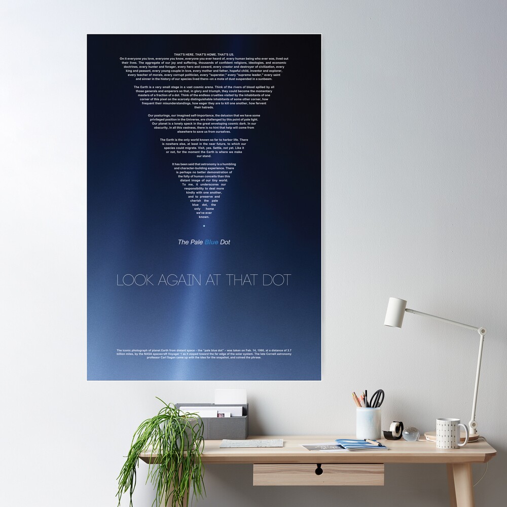 Space Poster Wall Art, Pale Blue Dot Poster, Voyager 1, Carl Sagan  Inspirational Quote, Home Office Decor, Astronomy, Science Gifts 