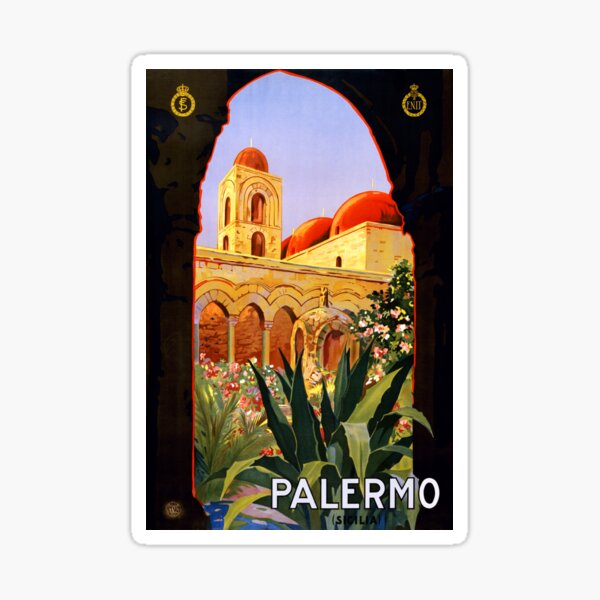 Palermo Sicily Vintage Travel Poster Sticker By Mccabet Redbubble