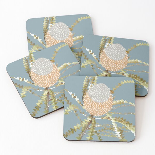 Item preview, “Banksia” | Dusty Blue Background designed and sold by LiseHoltArt.