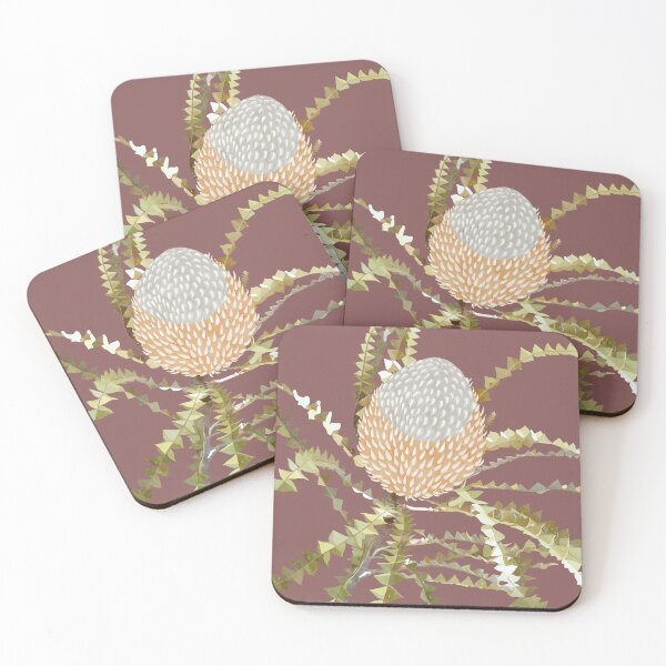Item preview, “Banksia”  | Dusty Deep Pink Background designed and sold by LiseHoltArt.