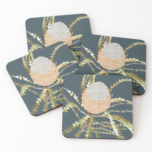 Item preview, "Banksia" | Dusty Deep Blue Background designed and sold by LiseHoltArt.