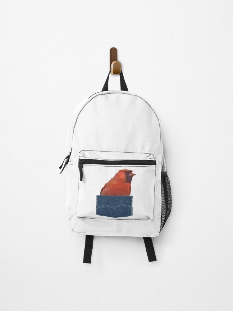 Thumbnail 1 of 3, Backpack, CUTE RED ROBIN IN POCKET designed and sold by RetroPlaceee.