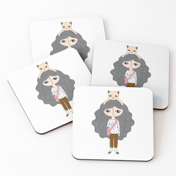 Item preview, girl with orange cat designed and sold by chintaparchu.