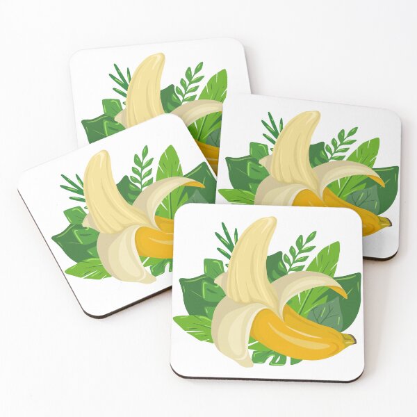 Item preview, Cartoon banana with tropical leaves designed and sold by Veleri.