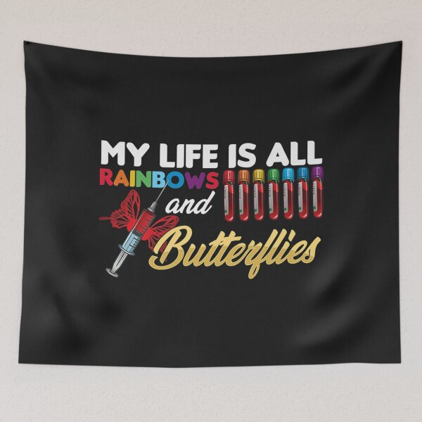 Item preview, Reaction Glass Butterfly Rainbow Phlebotomy Laboratory Premium TShirt37 designed and sold by blancatawa.