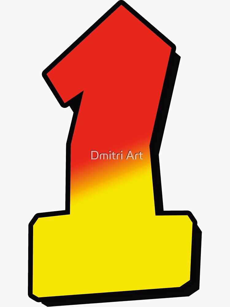 "Number 1 - red / yellow" Sticker for Sale by paintcave | Redbubble