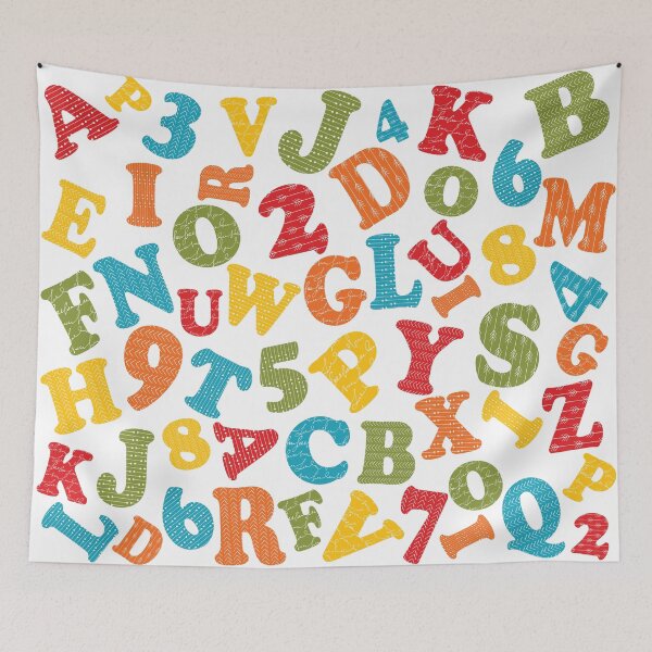 Item preview, Alphabet Letters And Numbers Pattern - Bright Colors designed and sold by Primroaddesigns.
