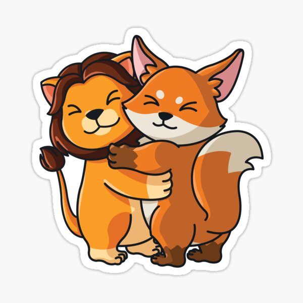 Artikel-Vorschau von Löwe mit Fuchs Liebe süßes niedliche Tiere knuddeln, designt und verkauft von 123428094.