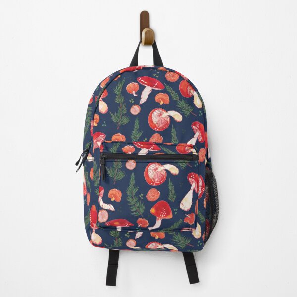 Item preview, Red mushrooms on navy designed and sold by ArtscapesAmita.