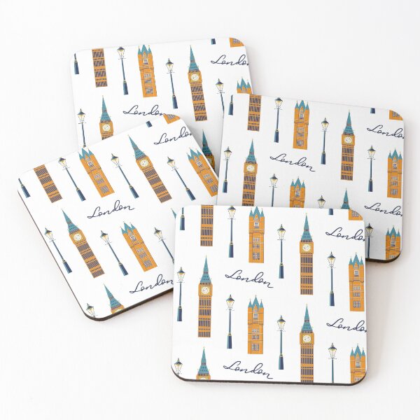 Item preview, London pattern. Big Ben, Tower bridge, street lamp designed and sold by BananiLettering.