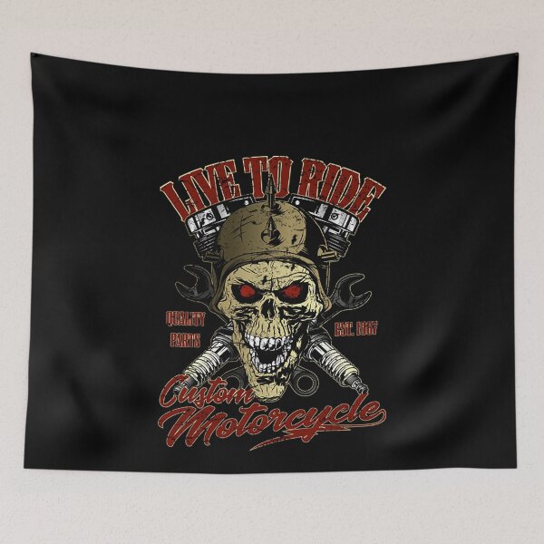 Item preview, Live to Ride - Motorcycle Biker Skull designed and sold by bonesof987.