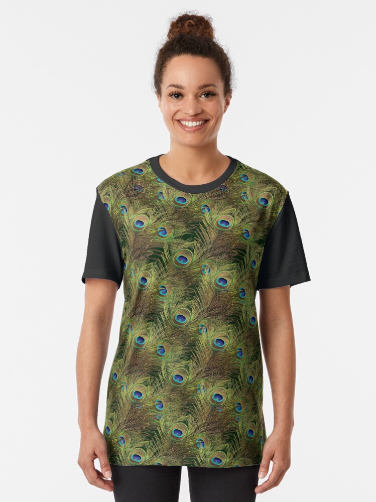 Alternate view of Peacock Feathers Graphic T-Shirt