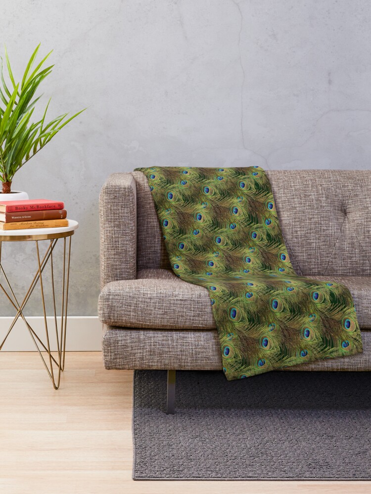 Alternate view of Peacock Feathers Throw Blanket