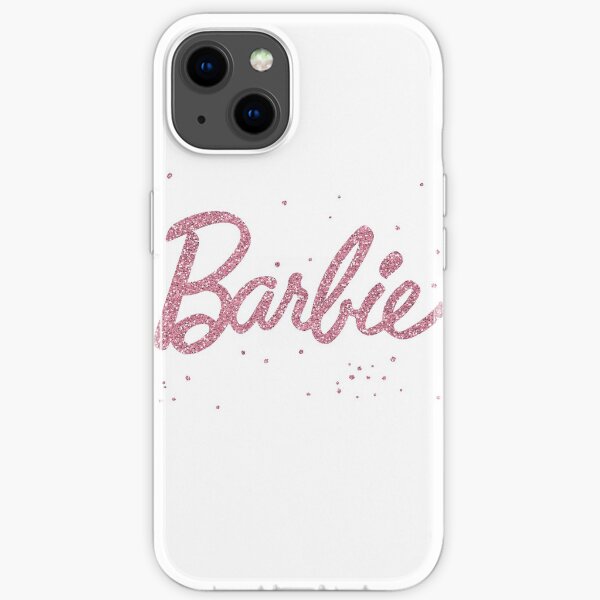 Barbie avec des paillettes roses sur blanc Coque souple iPhone