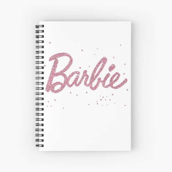 Barbie with pink glitter on white Spiral Notebook