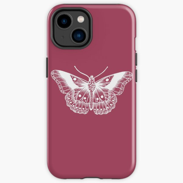 Tatouage papillon blanc sur rose pastèque. Coque antichoc iPhone