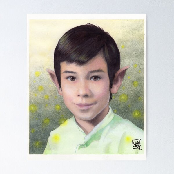 Child Elf in the Nature with Fireflies Poster