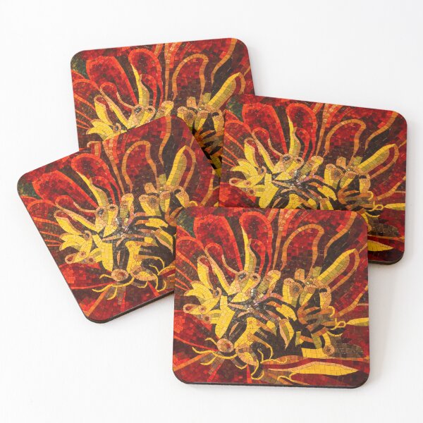 Item preview, Abstracted Floral - Mesmeric Mosaic in Bold Reds and Yellows designed and sold by Georgia Mizuleva.