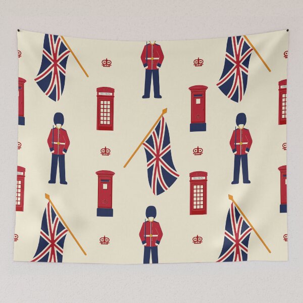 Item preview, London pattern. Royal guard, British flag, Telephone box, Mailbox designed and sold by BananiLettering.