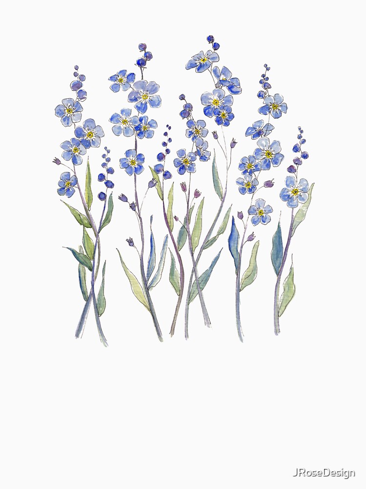 Thumbnail 7 of 7, Classic T-Shirt, Blue Forget Me Not Blooms designed and sold by JRoseDesign.