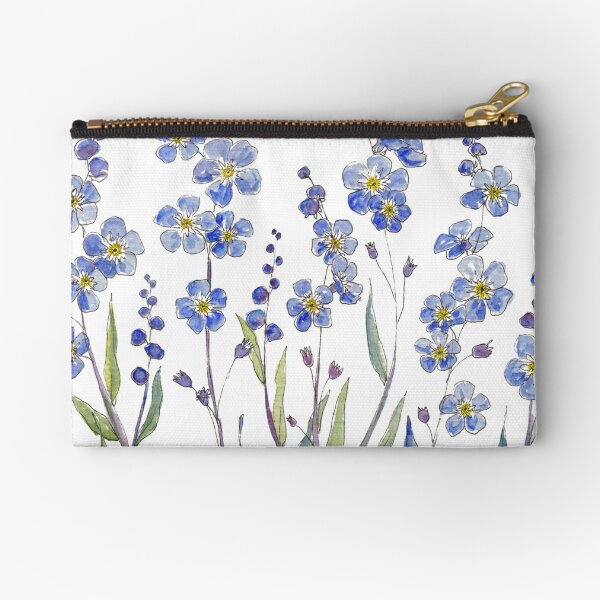 Blue Forget Me Not Blooms Zipper Pouch