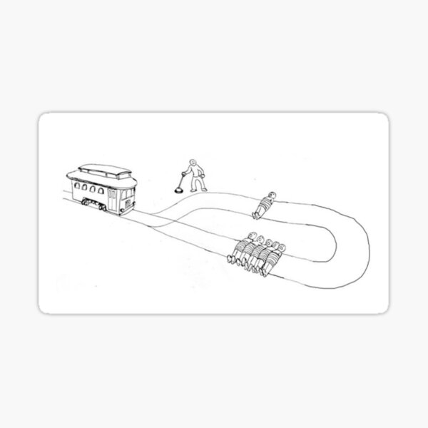 Trolley Loop - Trolley Problem Meme Sticker