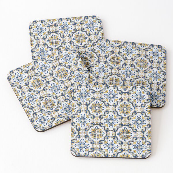 Item preview, Colorful Tiles in Blue, Yellow, and White  designed and sold by MyQueendom.