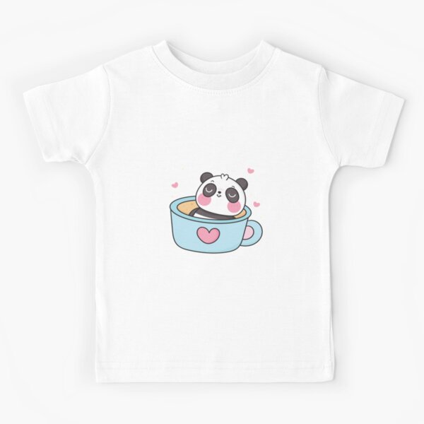 Cute Panda bear in cup drinking coffee tea cartoon teddy sweet