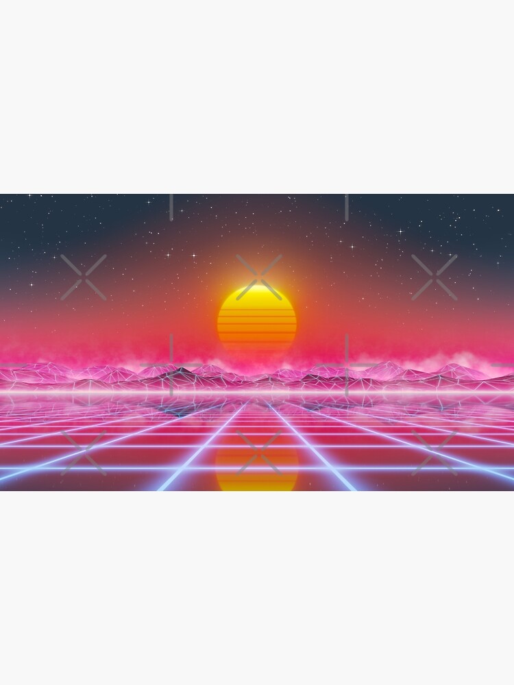 80s retro sun in synthwave landscape (Magenta/Pink) by GaiaDC