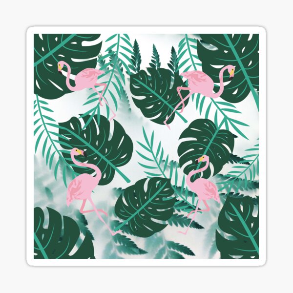 Exotic Pink Flamingos Sticker