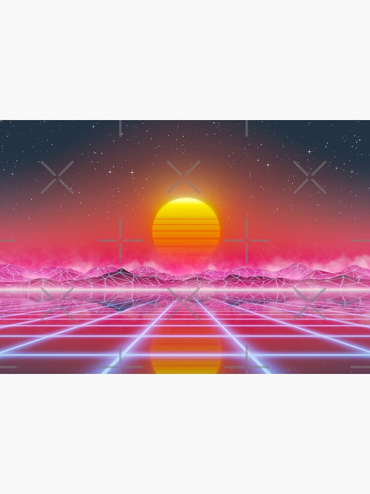 80’s retro sun in synthwave landscape (Magenta/Pink) by GaiaDC