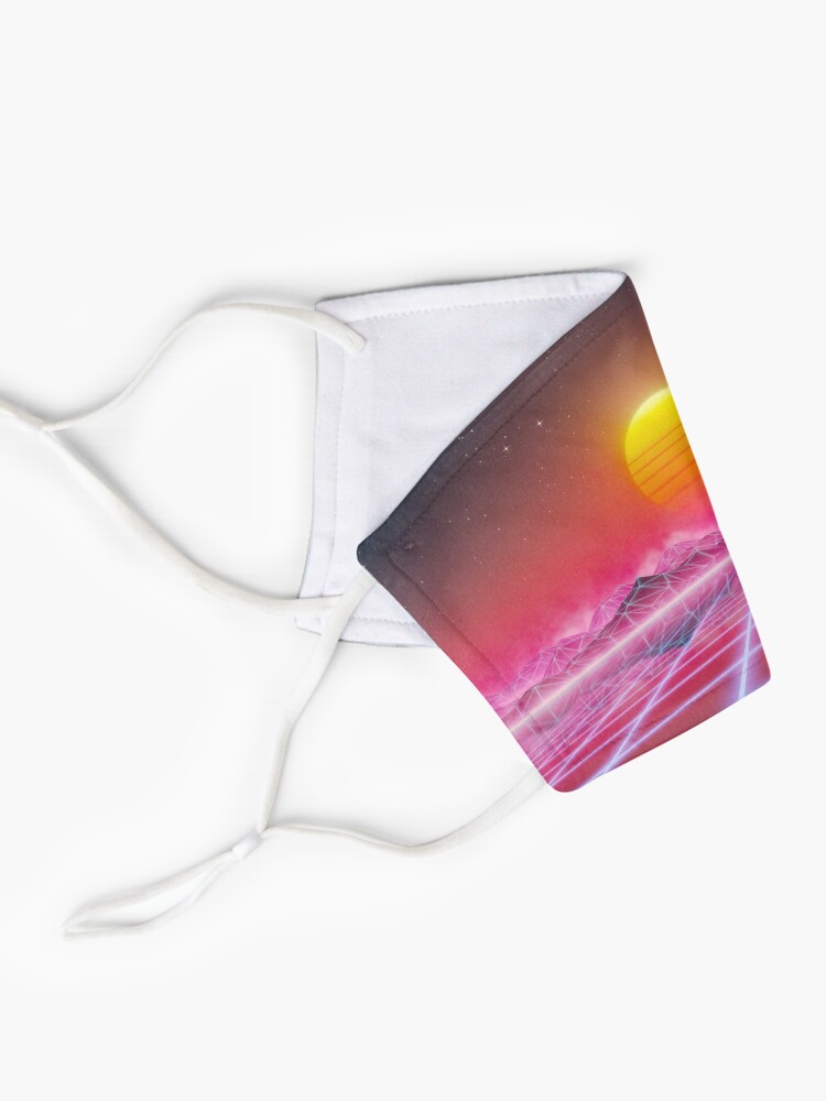 Alternate view of 80’s retro sun in synthwave landscape (Magenta/Pink) Mask