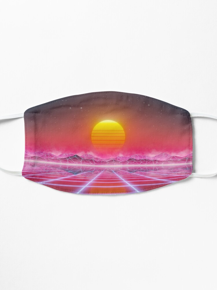 Alternate view of 80’s retro sun in synthwave landscape (Magenta/Pink) Mask