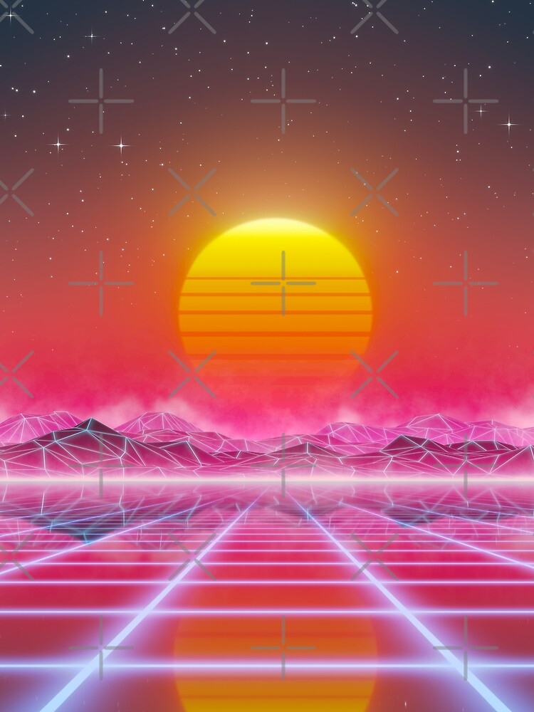 80s retro sun in synthwave landscape (Magenta/Pink) by GaiaDC