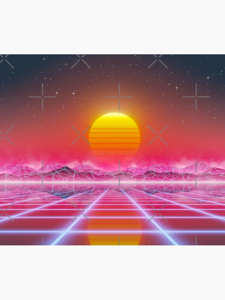 80s retro sun in synthwave landscape (Magenta/Pink) by GaiaDC