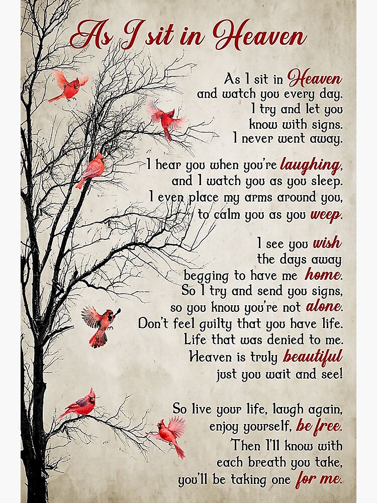 "As I Sit In Heaven Poem Poster" Art Print for Sale by kathrynlice