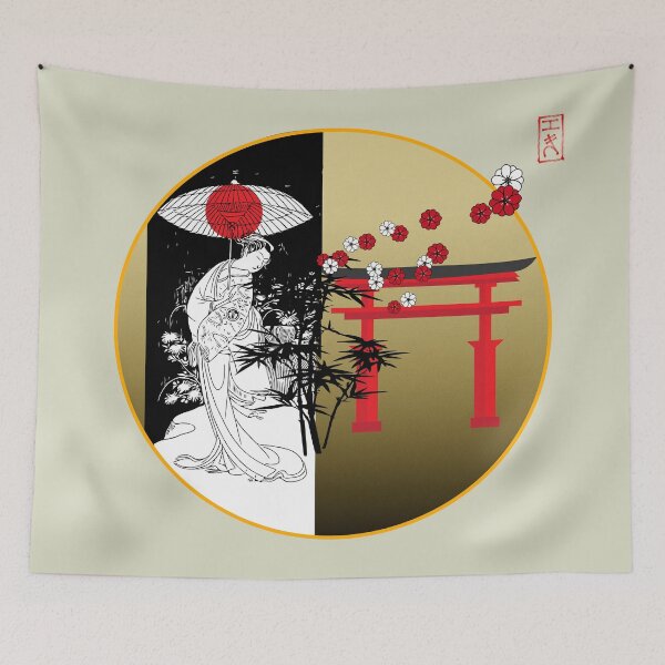 Item preview, Japanese garden temple on classic gold disc designed and sold by Ricogfx.