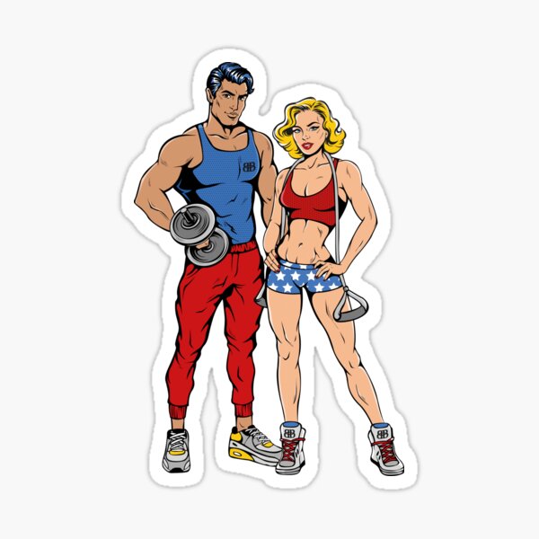 "Pop-art fitness couple" Sticker for Sale by bbarbell | Redbubble