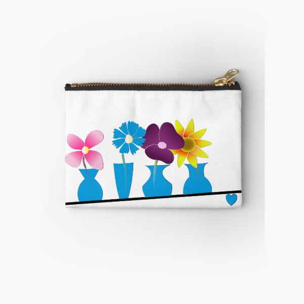 Item preview, 4 flowers in blue vases with heart designed and sold by jumapa.