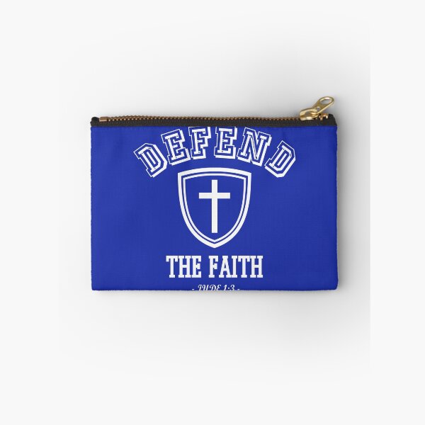 Item preview, Defend The Faith Christian Apologetics Cross and Shield emblem designed and sold by UpwardSpin.