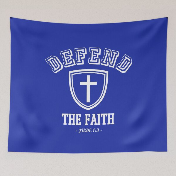 Item preview, Defend The Faith Christian Apologetics Cross and Shield emblem designed and sold by UpwardSpin.