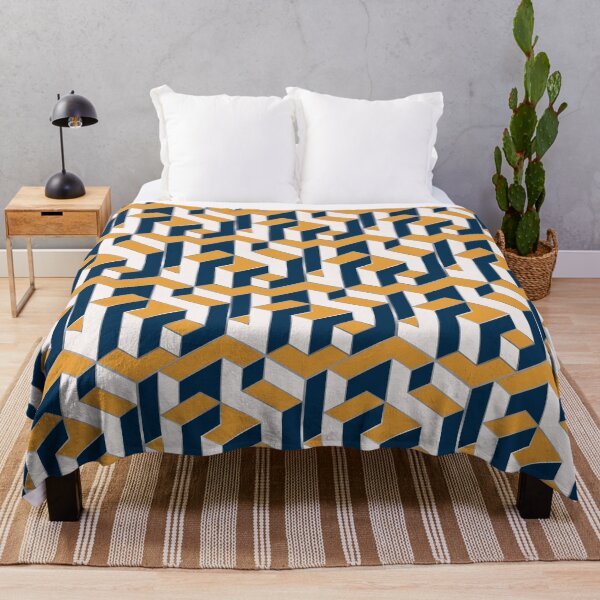 Item preview, Cubic Pattern Navy n Mustard designed and sold by Bluematerials.