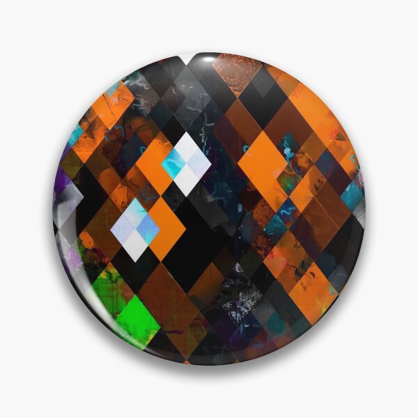 Item preview, geometric pixel square pattern abstract art in orange brown green designed and sold by Mrvell.