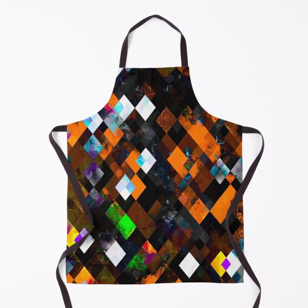 Item preview, geometric pixel square pattern abstract art in orange brown green designed and sold by Mrvell.