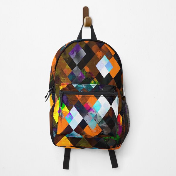 Item preview, geometric pixel square pattern abstract art in orange brown green designed and sold by Mrvell.